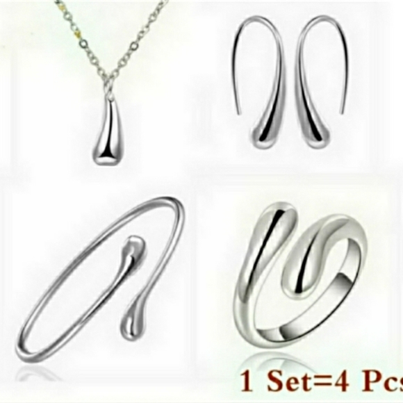 925 Sterling Silver Waterdrop Jewelry Set - Picture 4 of 6
